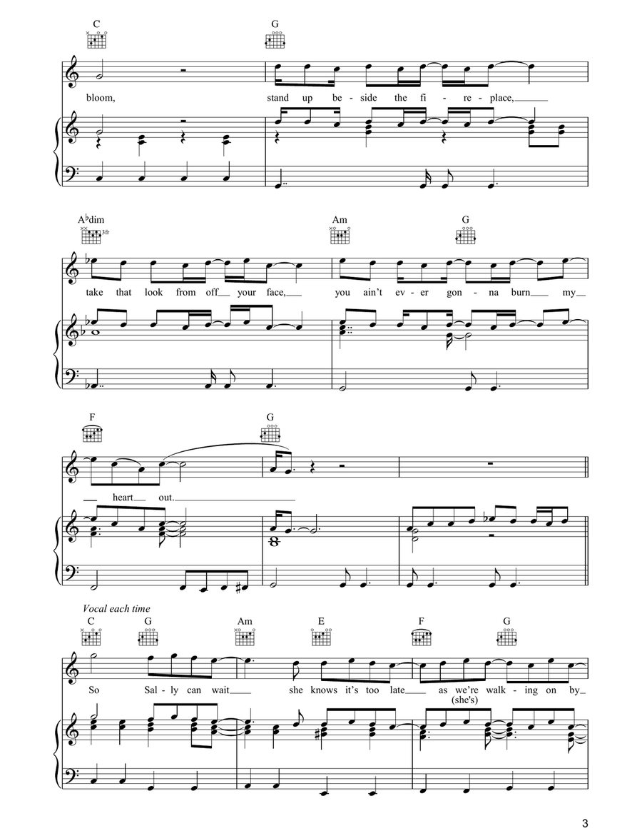 Don't Look Back In Anger Piano, Vocal, Guitar scores gallery preview page 3