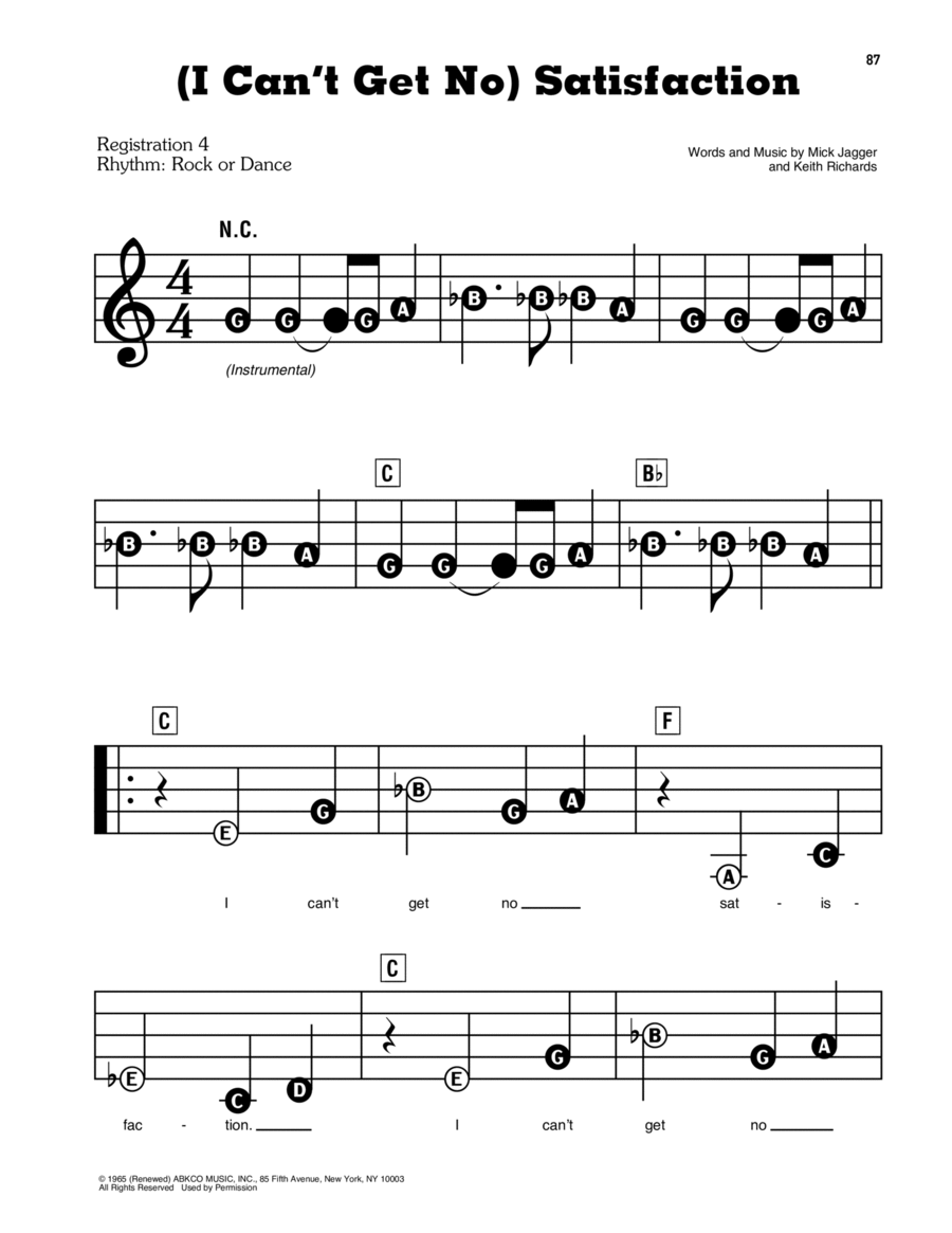 (I Can't Get No) Satisfaction Electronic Keyboard scores gallery preview page 1