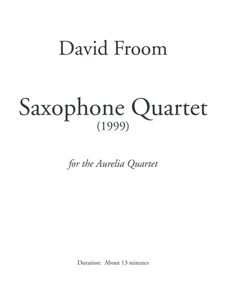 [Froom] Saxophone Quartet