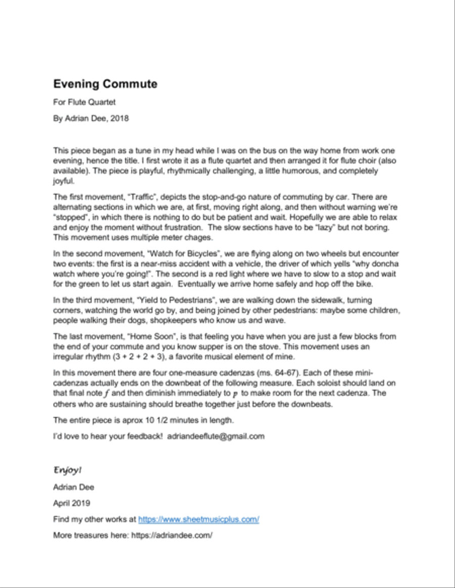 Evening Commute (flute quartet) Flute Quartet scores gallery preview page 2