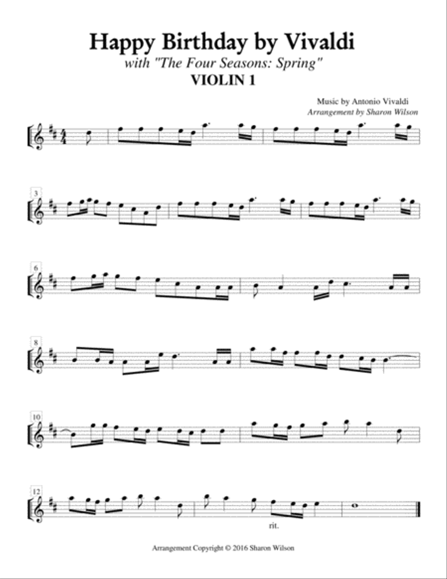 Happy Birthday by Vivaldi (for String Quartet) String Quartet scores gallery preview page 2