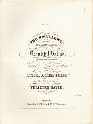 The Swallow. Les Hirondelles. A Beautiful Ballad