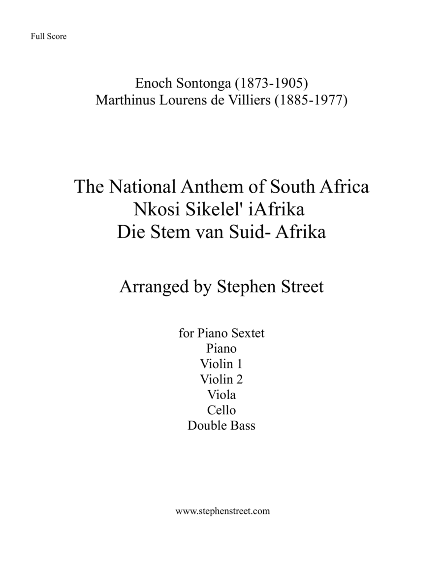 The National Anthem of South Africa, Nkosi Sikelel' iAfrika (Piano Sextet)