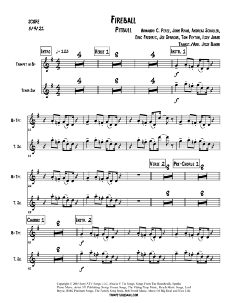 Fireball Tenor Saxophone scores gallery preview page 6