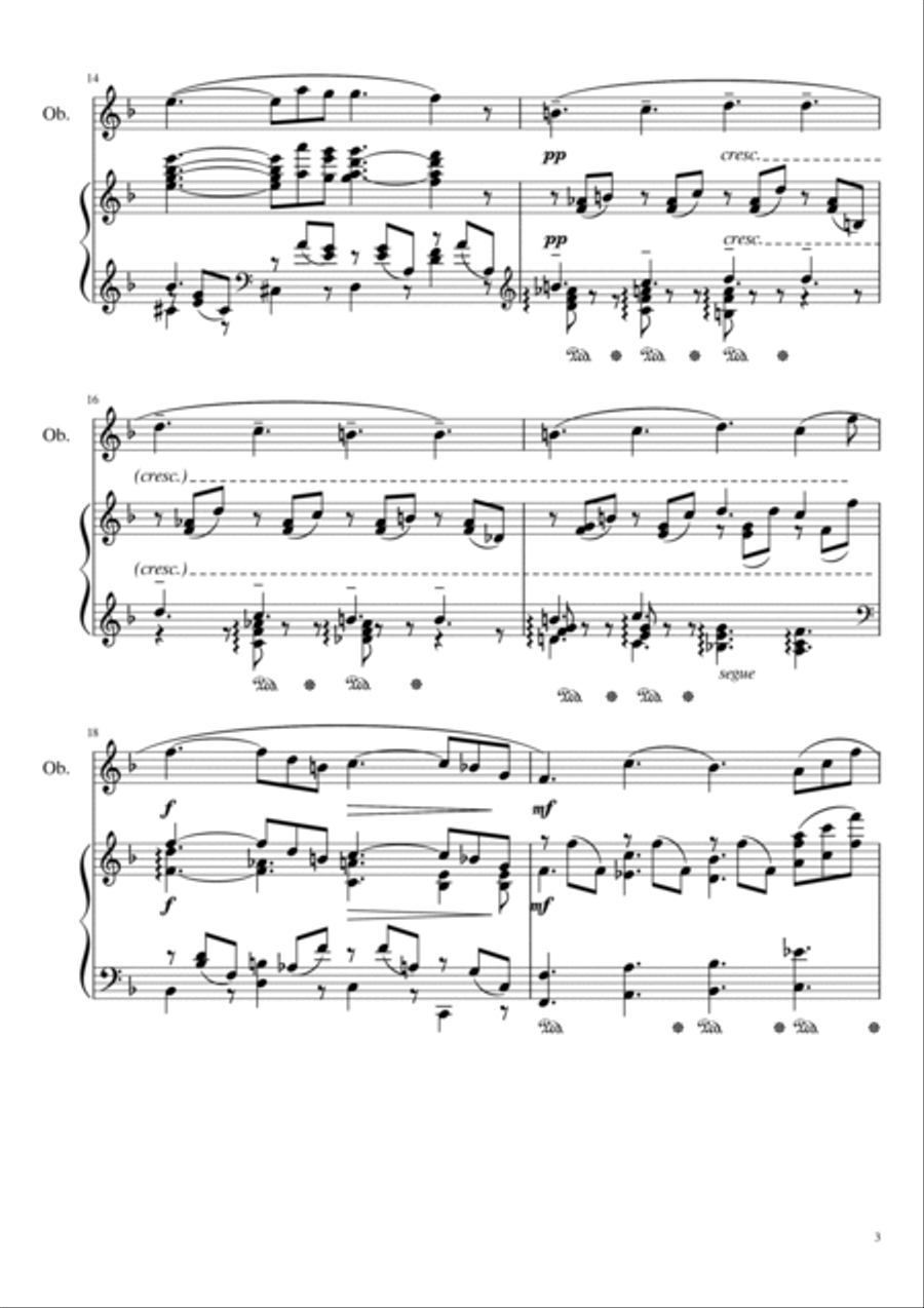 W. A. Mozart 'Lacrymosa' from Requiem K. 626, for Oboe and Piano