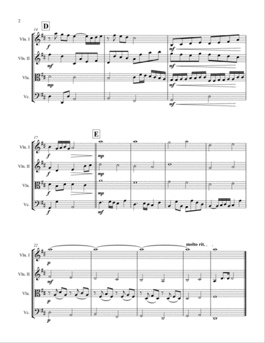 Canon in D by Pachelbel with Wedding March intro for String Quartet String Quartet scores gallery preview page 2