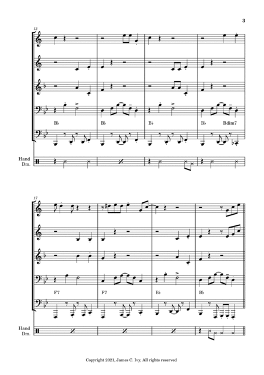 Eh La Bas for Brass Quintet Brass Quintet scores gallery preview page 4