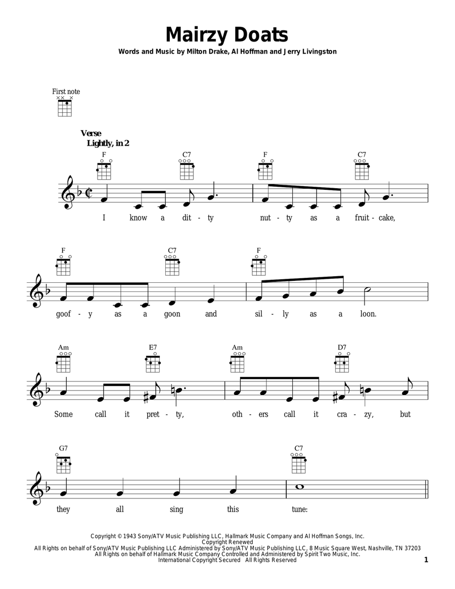 Mairzy Doats Ukulele scores gallery preview page 1