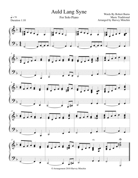 Auld Lang Syne for Solo Piano image number null