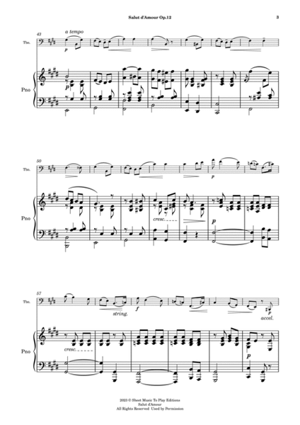 Salut d'Amour by Elgar - Trombone and Piano (Full Score and Parts) image number null