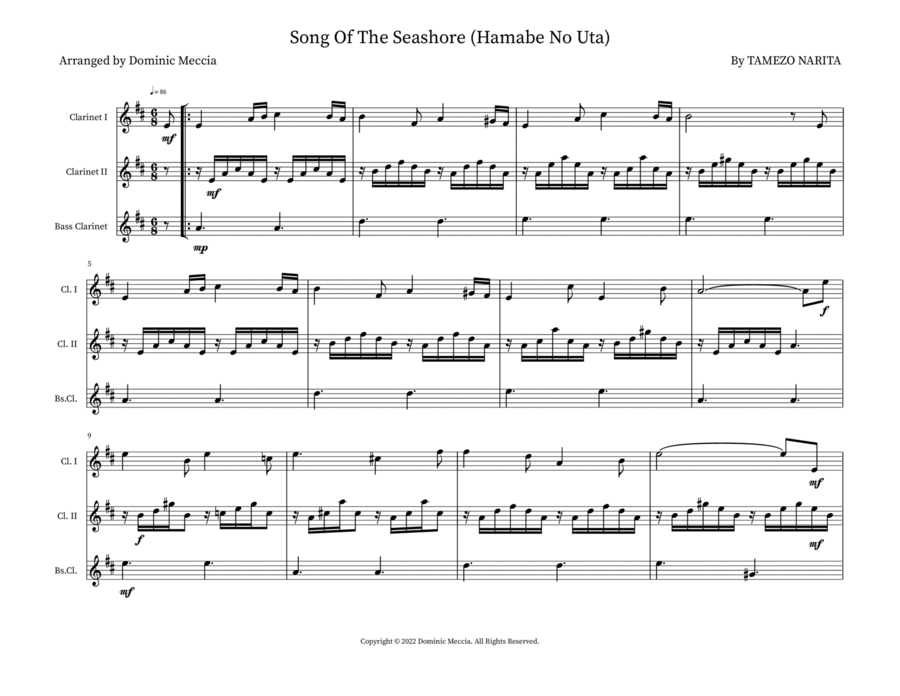 Song Of The Seashore (Hamabe No Uta) Small Ensemble scores gallery preview page 1