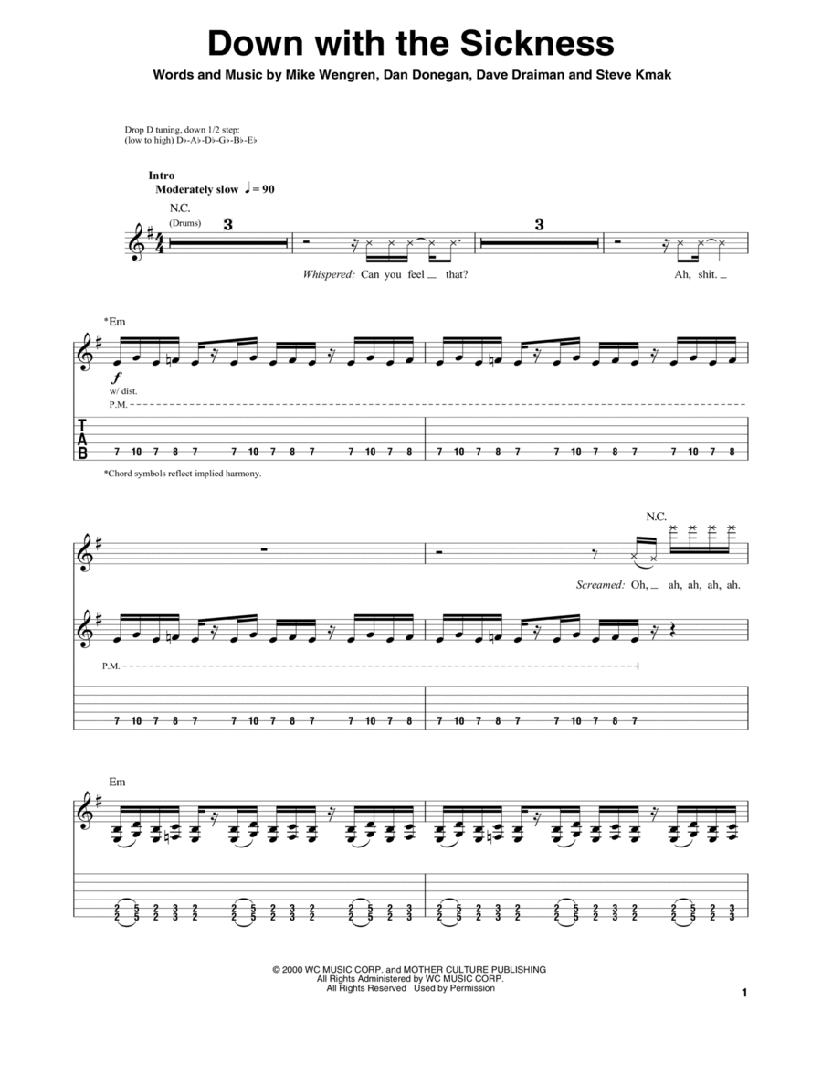 Down With The Sickness by Disturbed Electric Guitar Digital
