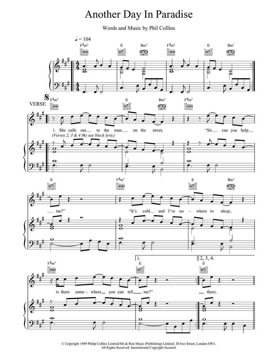 Another Day In Paradise Piano, Vocal, Guitar scores gallery preview page 1