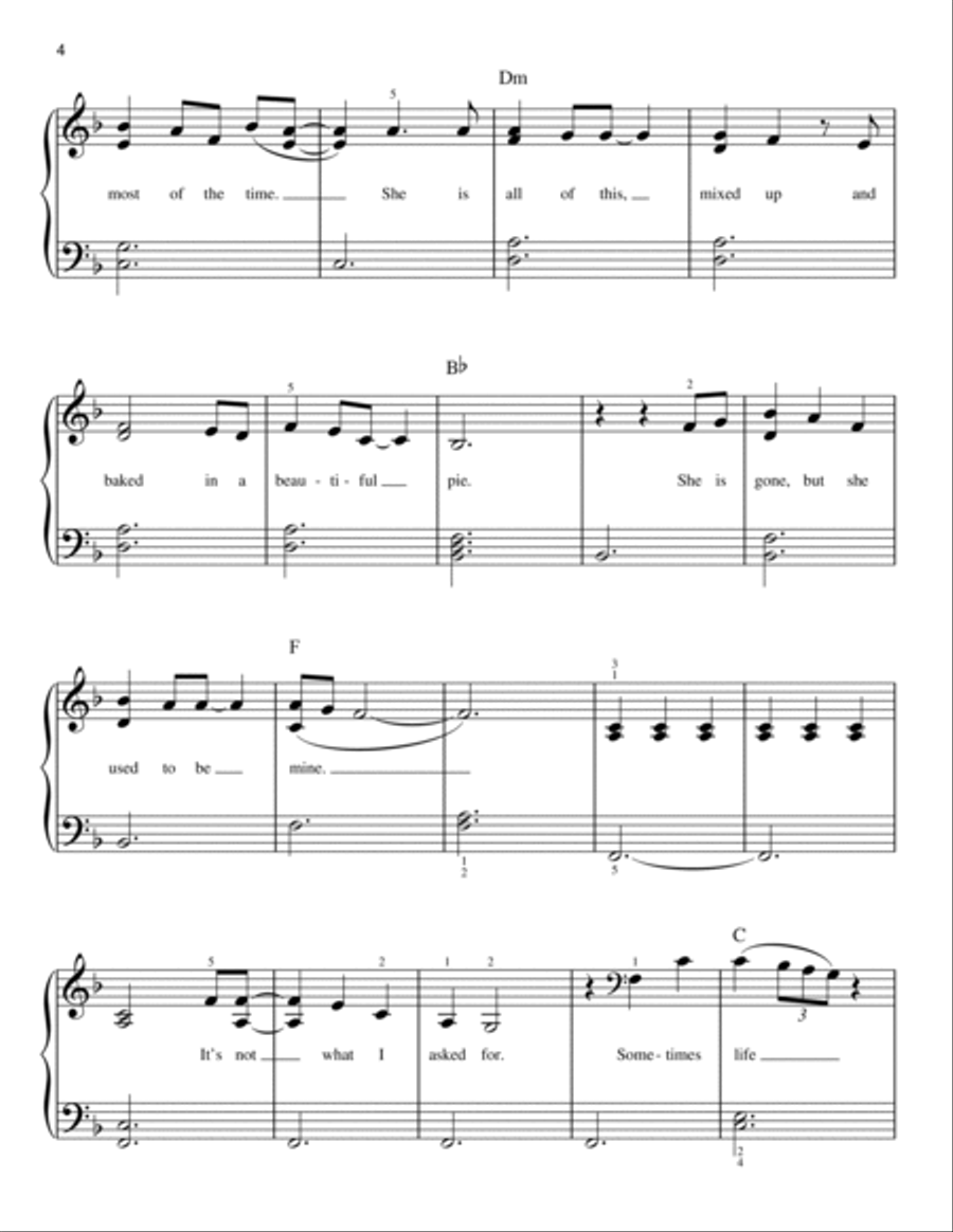 She Used To Be Mine (from Waitress The Musical) Easy Piano scores gallery preview page 4