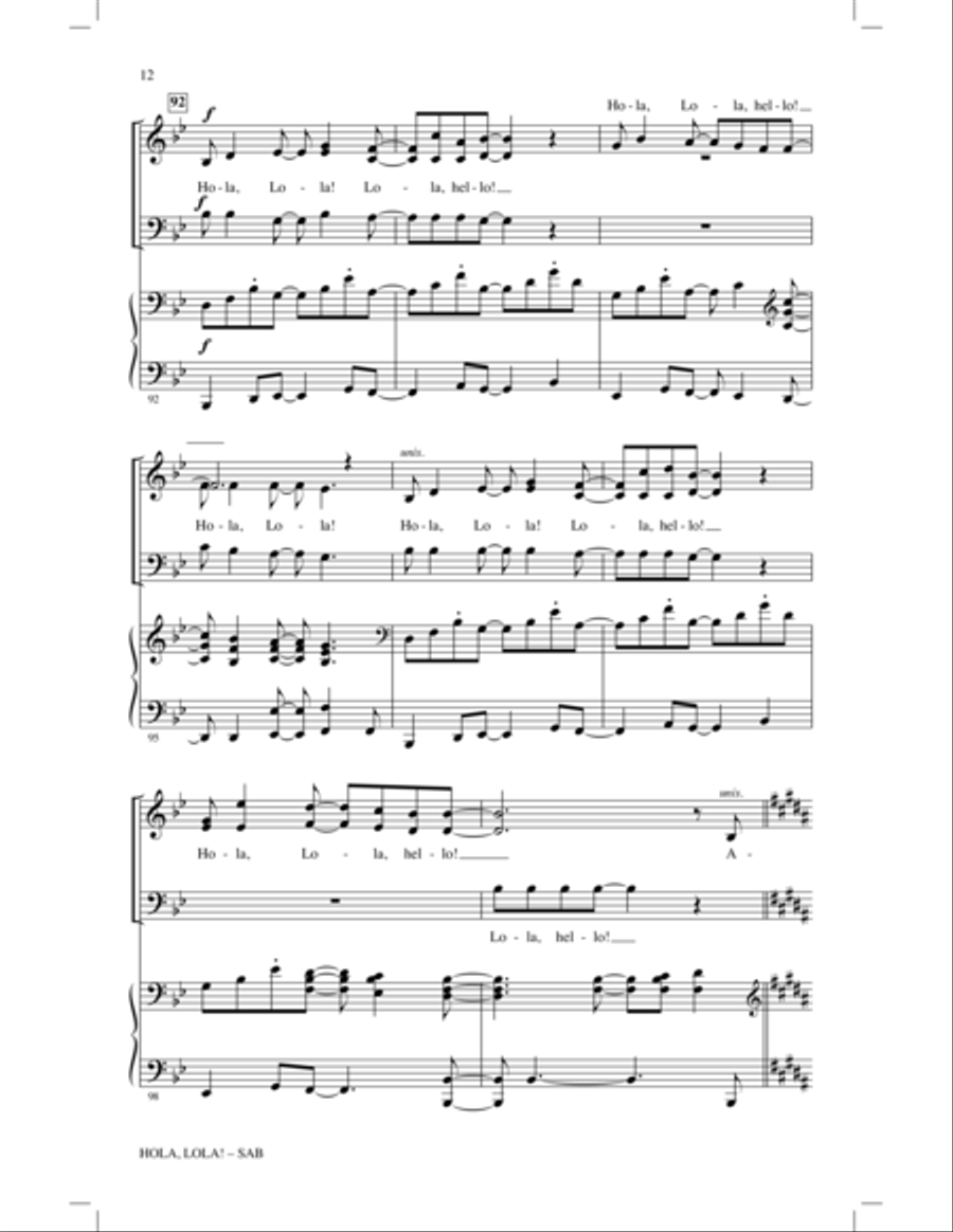 Hola, Lola! 3-Part scores gallery preview page 11