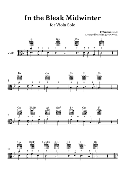 In the Bleak Midwinter (Viola Solo) - Beginner Level image number null