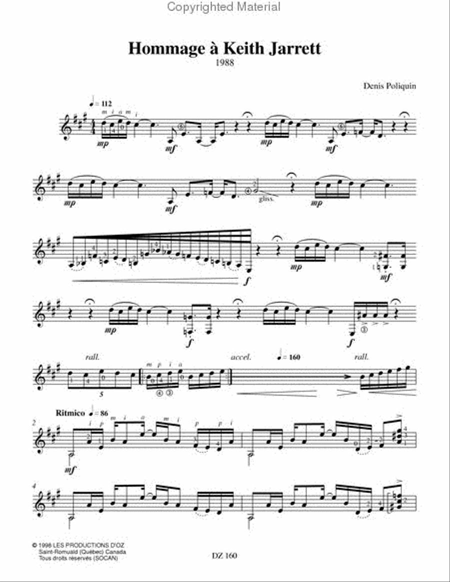 Hommage à Keith Jarrett Classical Guitar scores gallery preview page 2