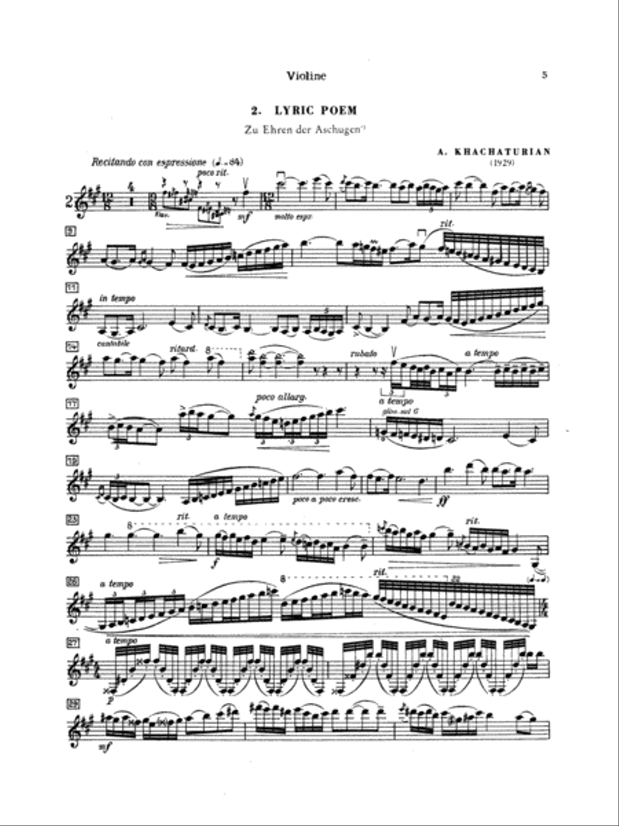 Khachaturian: Two Pieces Khachaturian: Two Pieces Violin scores gallery preview page 1