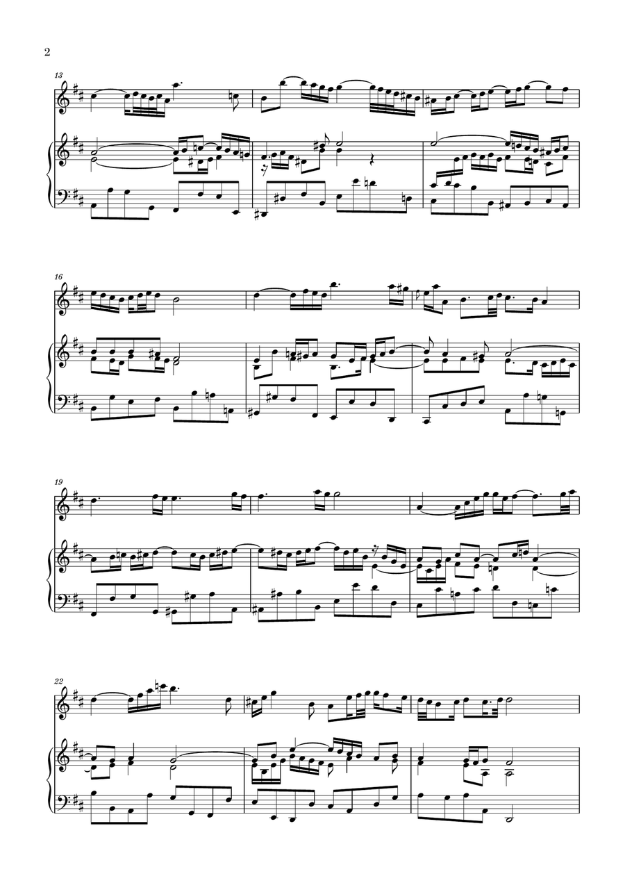 Bach: Air on the G String for Flute and Piano Small Ensemble scores gallery preview page 2