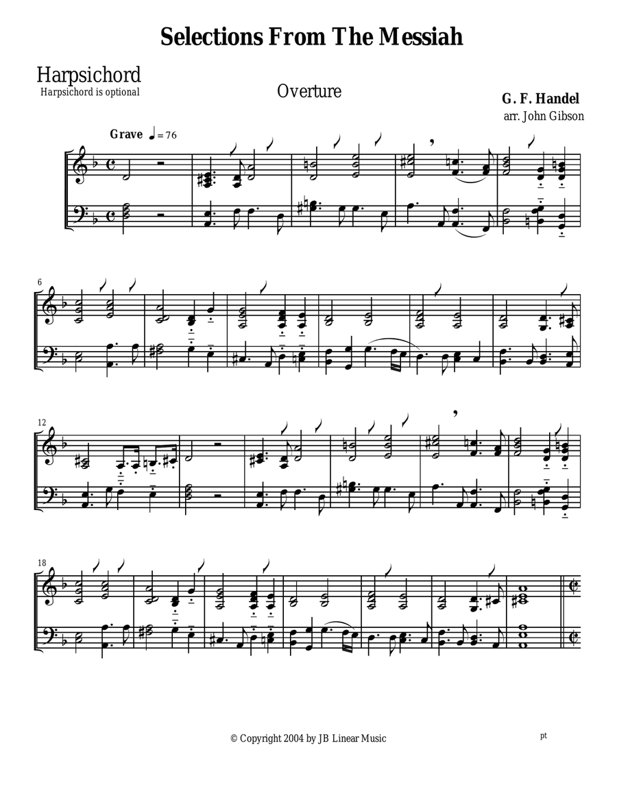 Handel's Messiah Selections for Clarinet and Bassoon Duet Woodwind Duet scores gallery preview page 1
