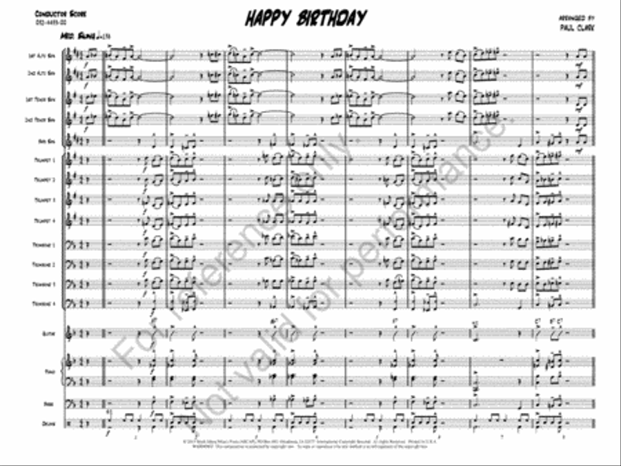 Happy Birthday Jazz Ensemble scores gallery preview page 3