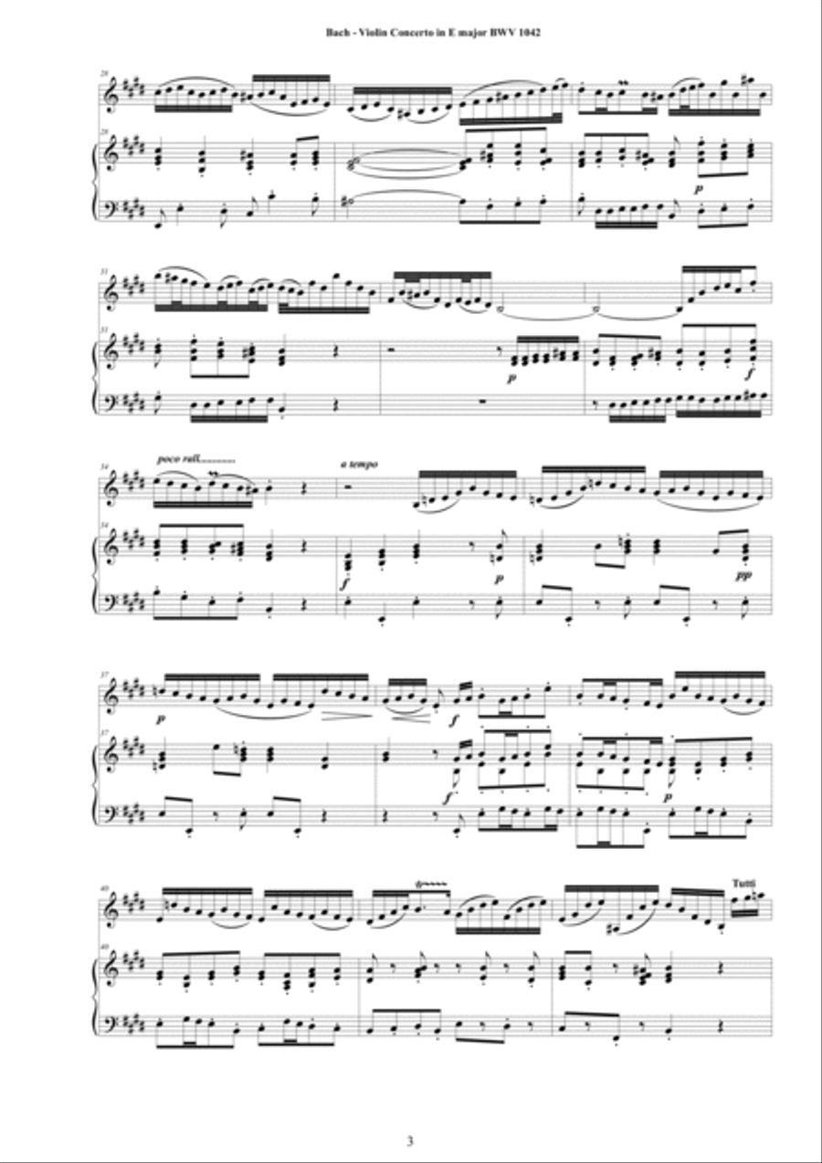 Bach - Violin Concerto in E major BWV1042 for Violin and Piano Violin Solo scores gallery preview page 3