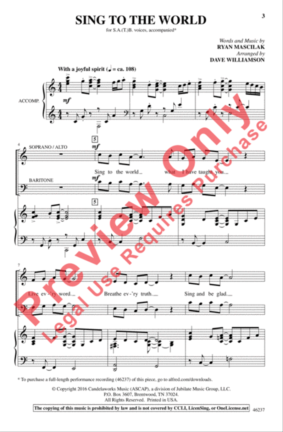 Sing to the World 4-Part scores gallery preview page 3