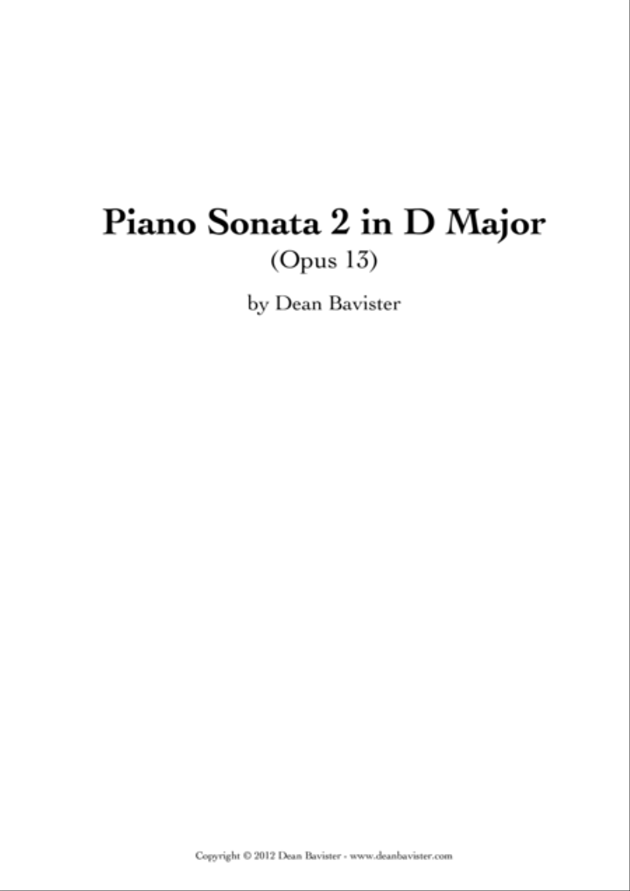 Piano Sonata 2 in D Major (Opus 13) Piano Solo scores gallery preview page 1