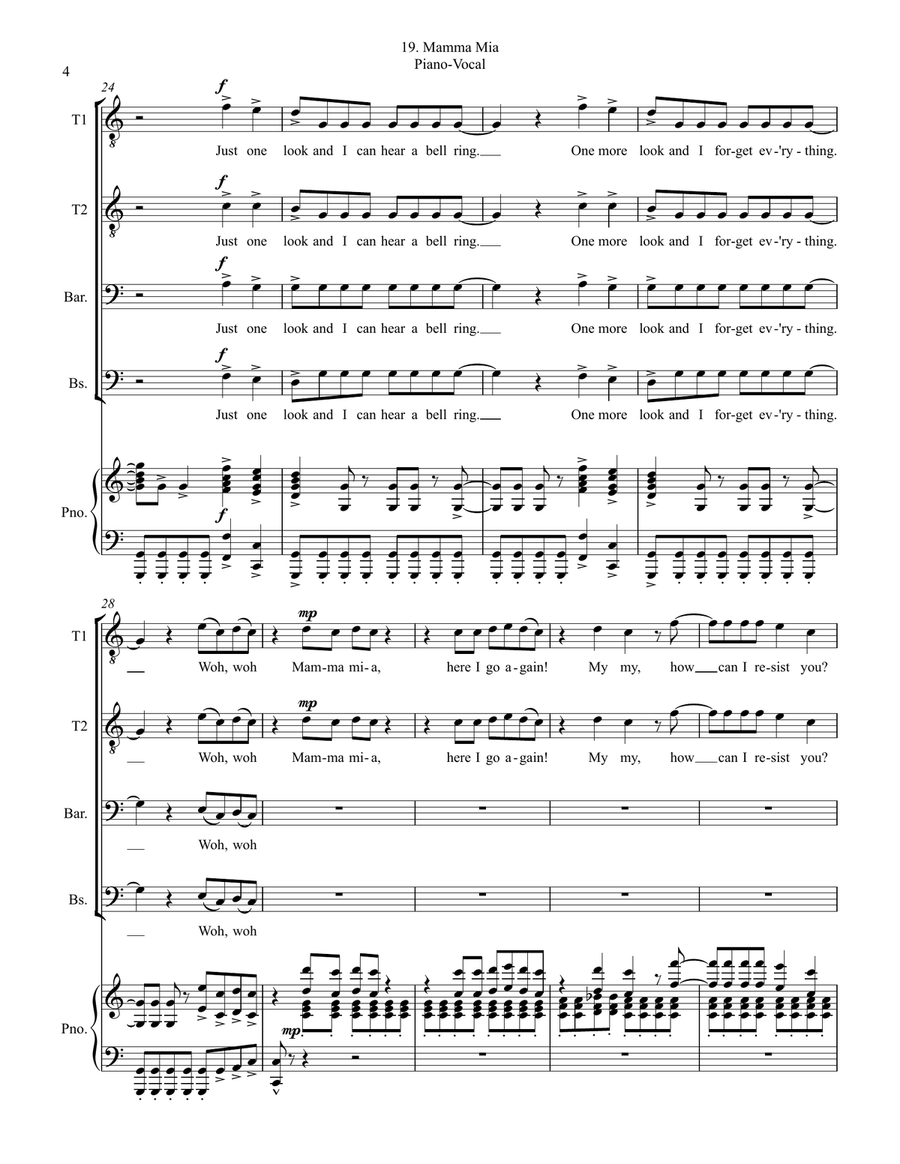 Mamma Mia TTBB scores gallery preview page 4
