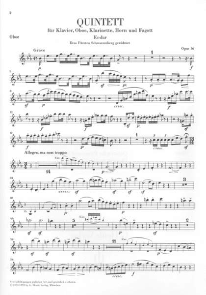 Quintet for Piano and Wind Instruments in E-flat Major, Op. 16 by Ludwig van Beethoven Bassoon - Sheet Music