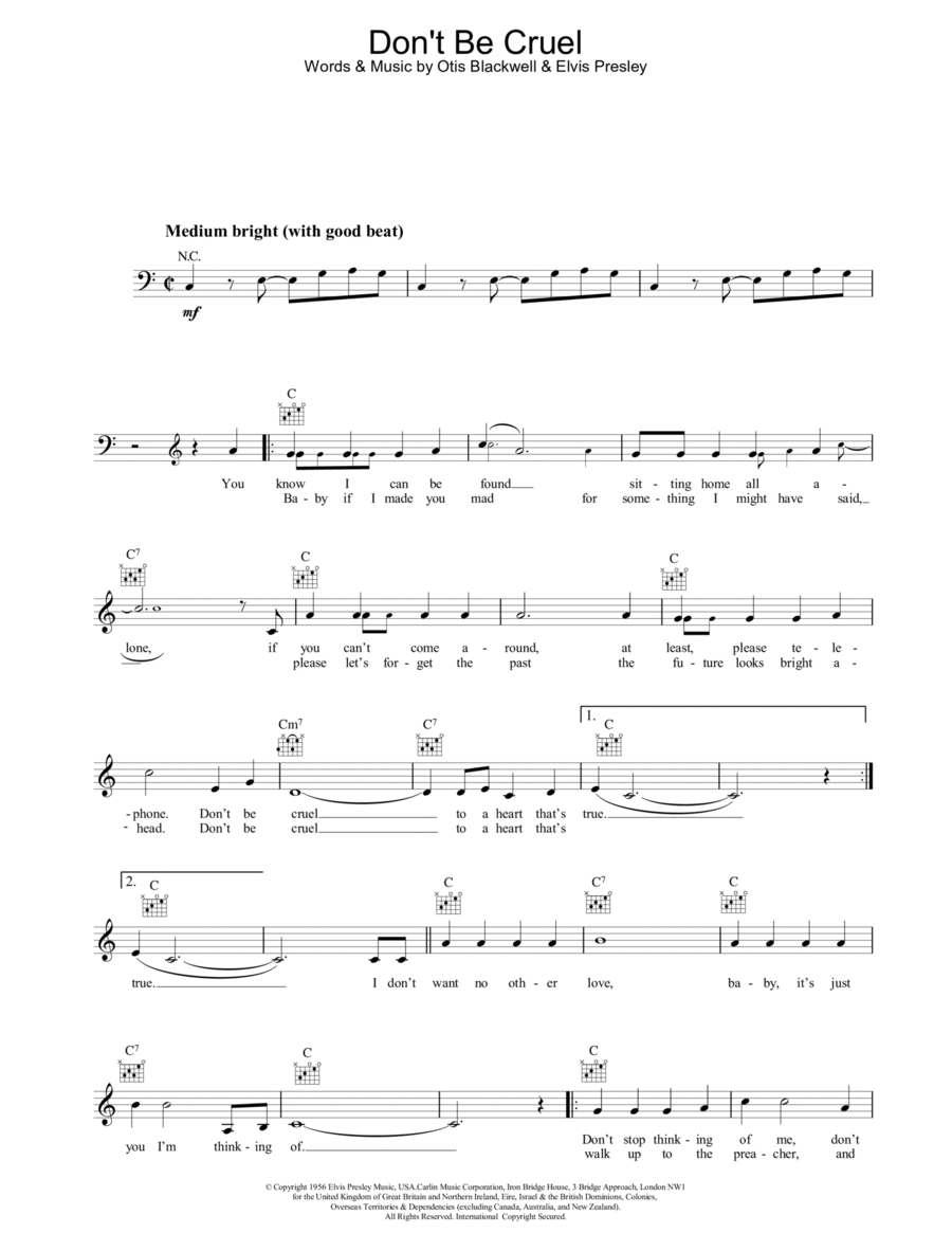 Don't Be Cruel (To A Heart That's True) Piano scores gallery preview page 1