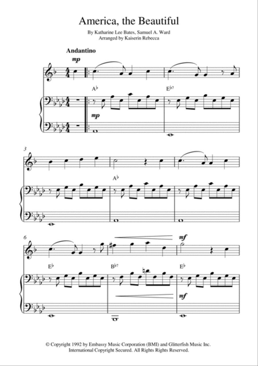 America The Beautiful Alto Saxophone scores gallery preview page 1