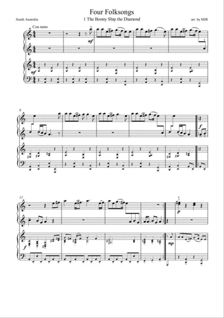 Four Folk-songs Piano scores gallery preview page 1