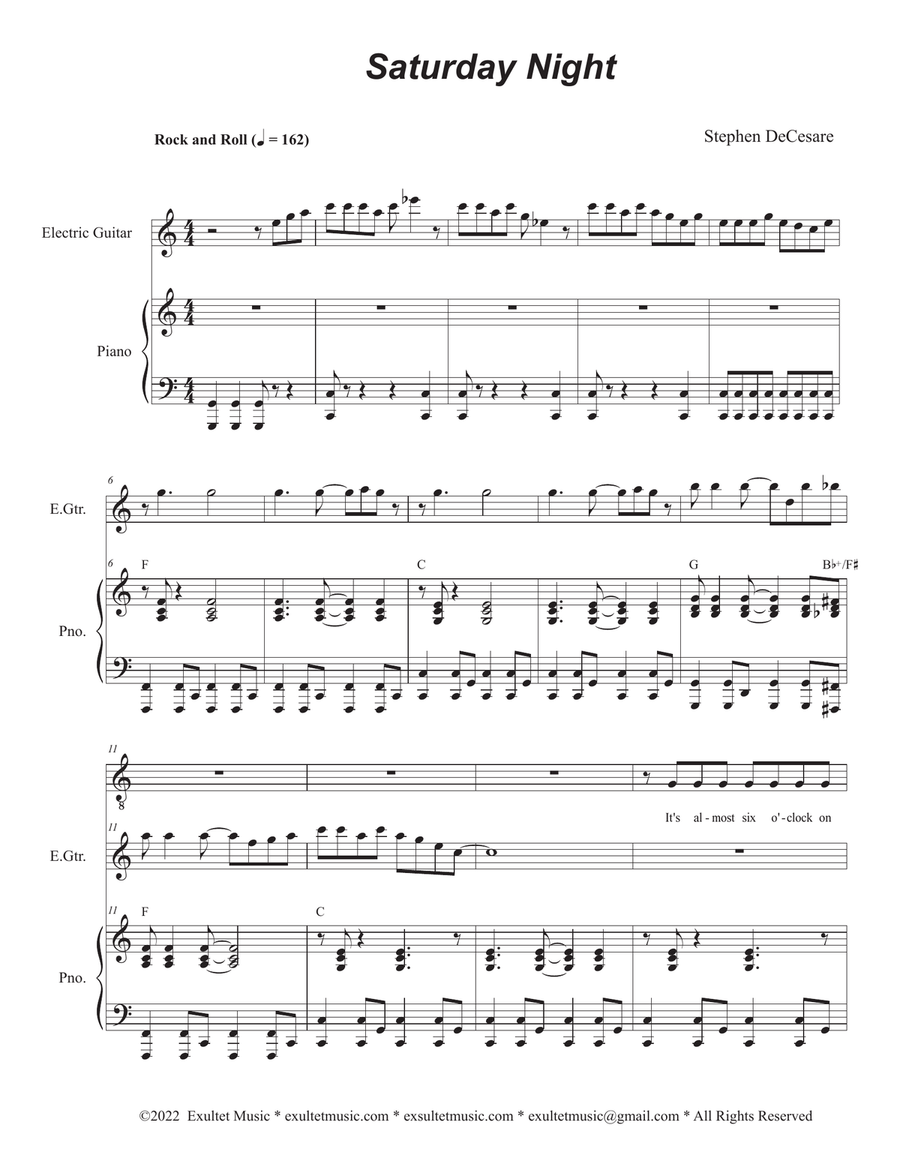 Saturday Night Piano, Vocal scores gallery preview page 1