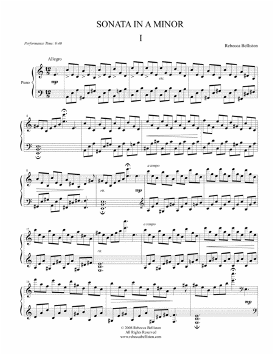 Sonata in A minor Piano Solo scores gallery preview page 2