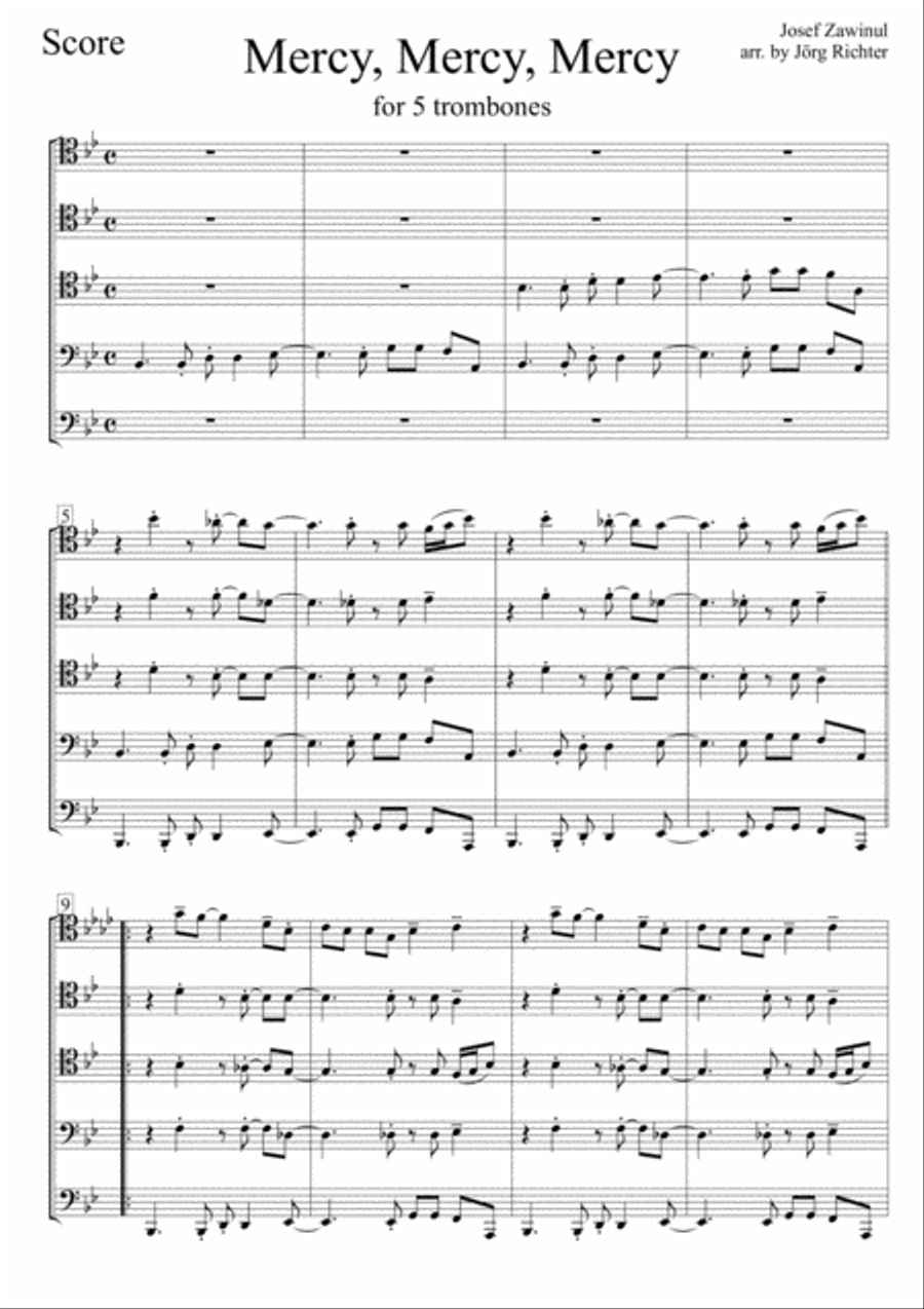 Mercy, Mercy, Mercy Brass Quintet scores gallery preview page 2