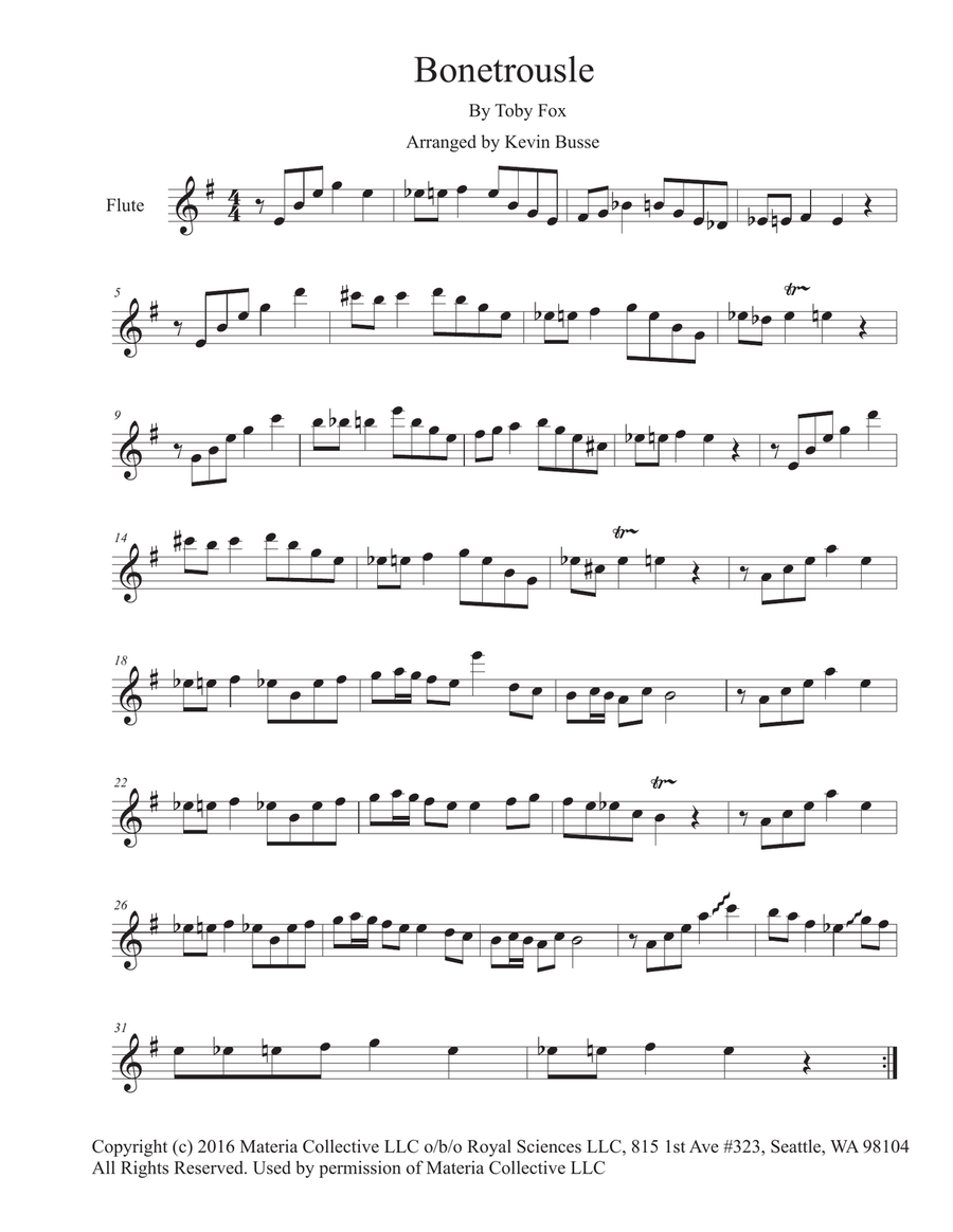 Bonetrousle (from Undertale) Flute Solo scores gallery preview page 1