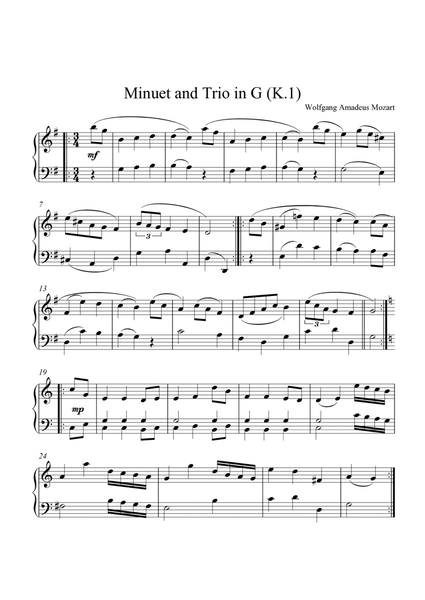 Mozart - Minuet and Trio in G - Piano
