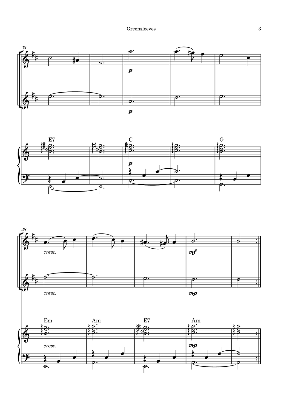 Greensleeves Woodwind Duet scores gallery preview page 3