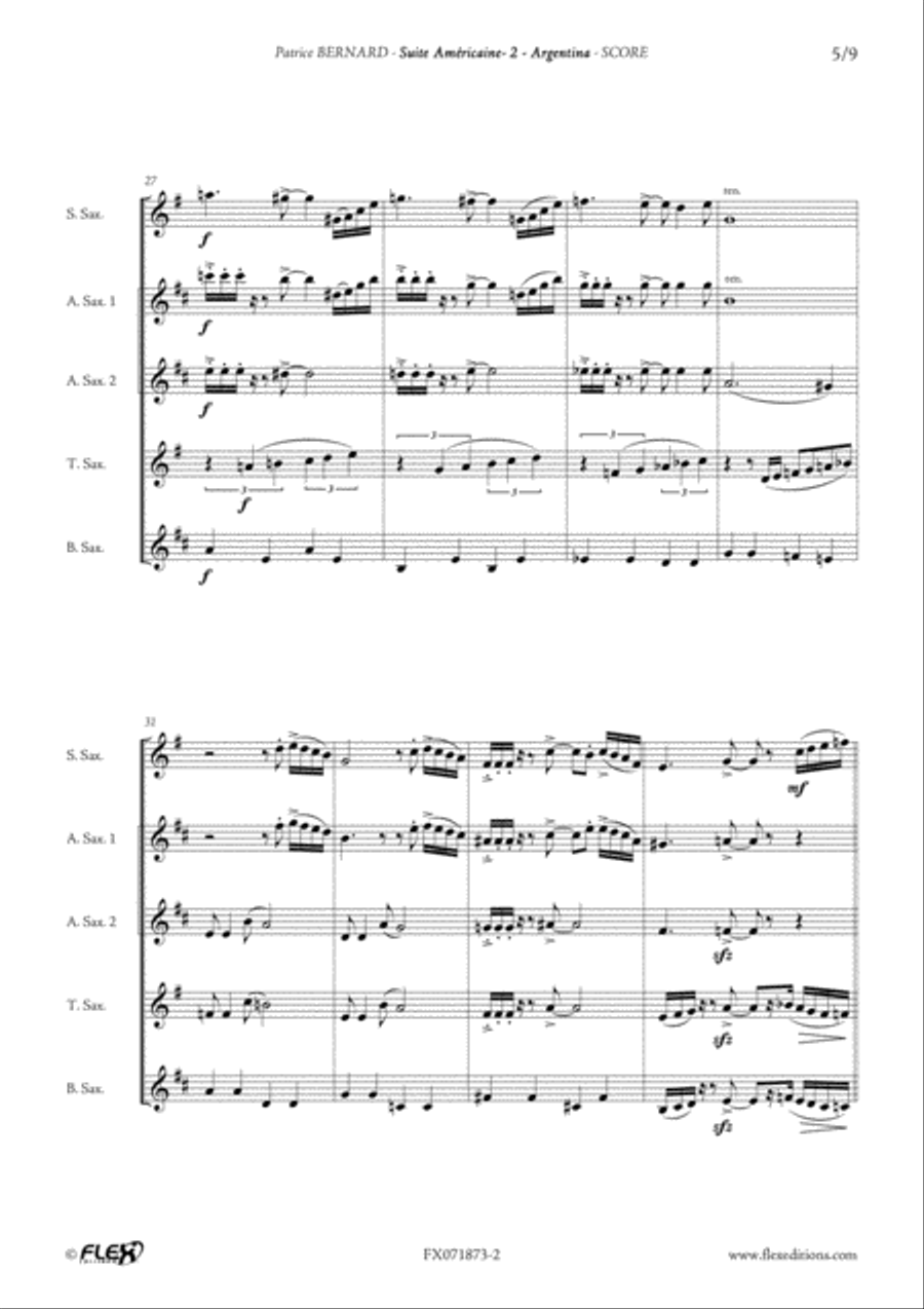 Suite Americaine - 2 - Argentina Saxophone Quintet scores gallery preview page 5
