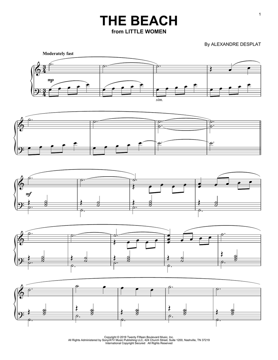 The Beach (from the Motion Picture Little Women) Piano Solo scores gallery preview page 1