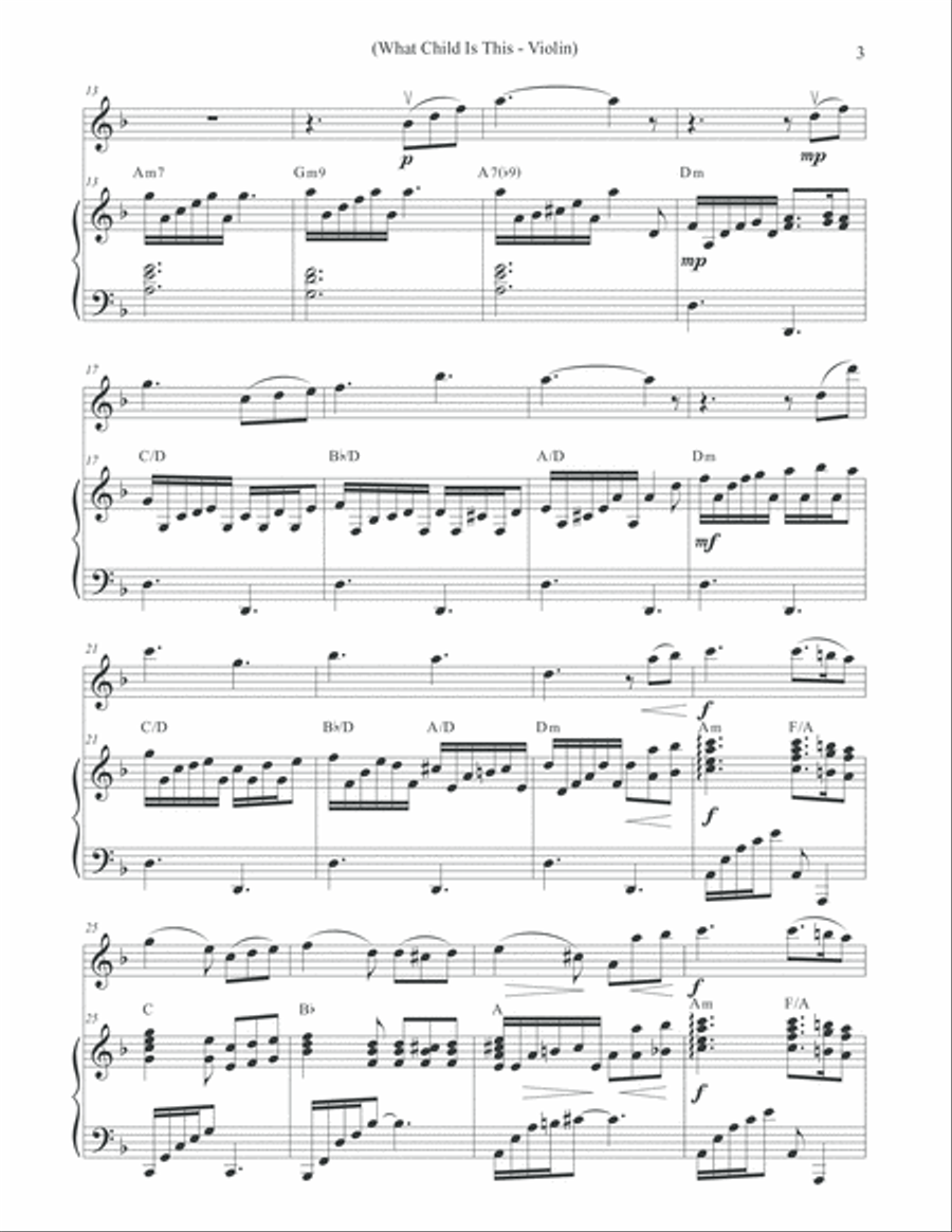 What Child Is This (Christmas Violin) Violin Solo scores gallery preview page 3