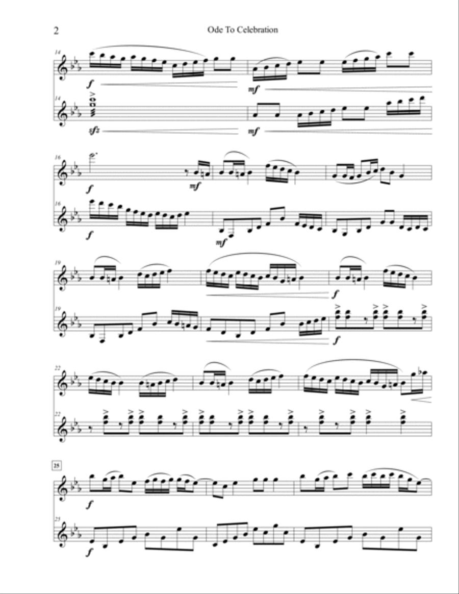 Ode to Celebration (Duet for Flute and 3-Octave Marimba) Flute scores gallery preview page 3