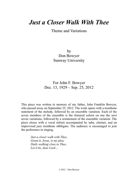 Just a Closer Walk with Thee - Theme and Variations Clarinet - Digital Sheet Music