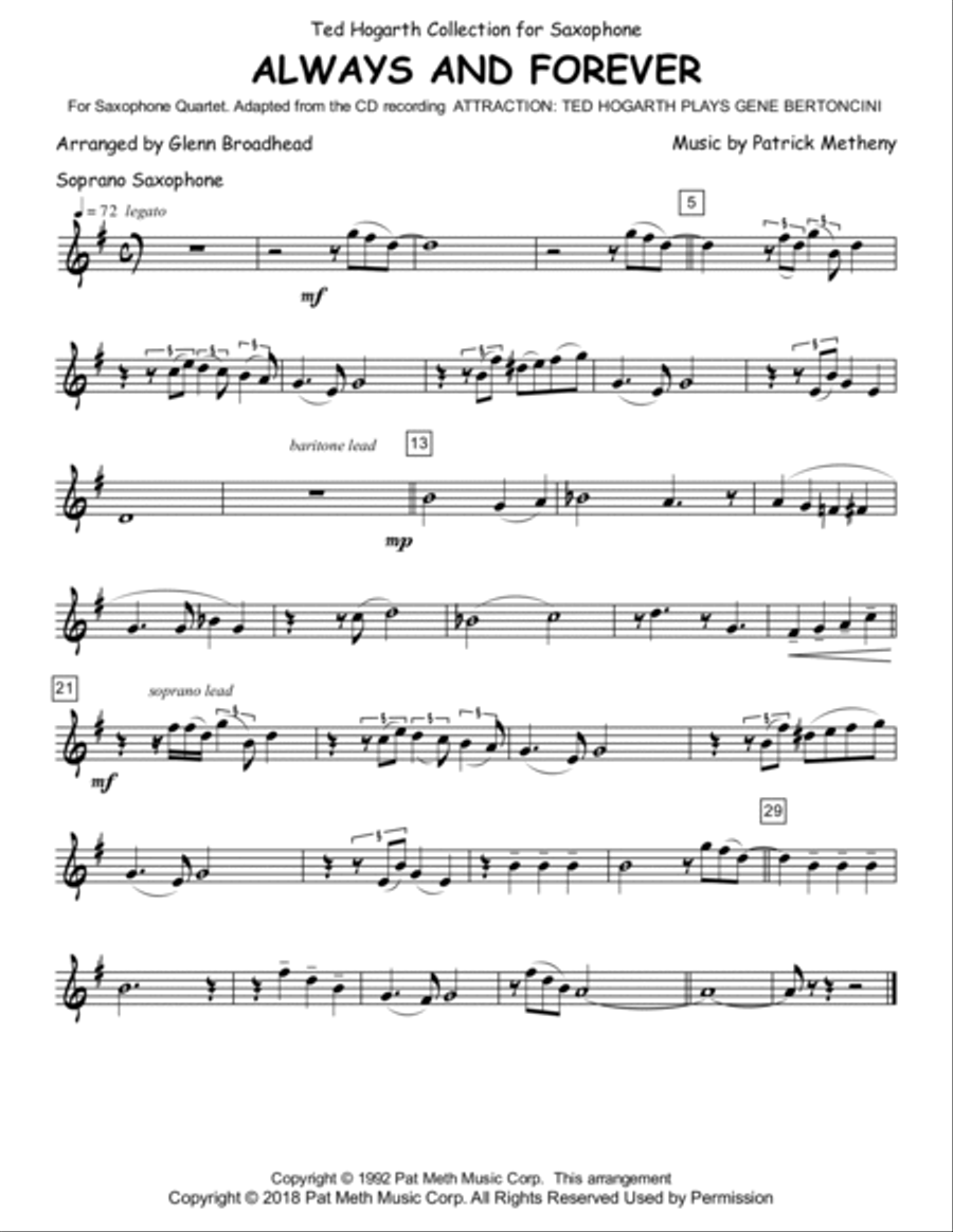 Always And Forever Saxophone Quartet scores gallery preview page 4