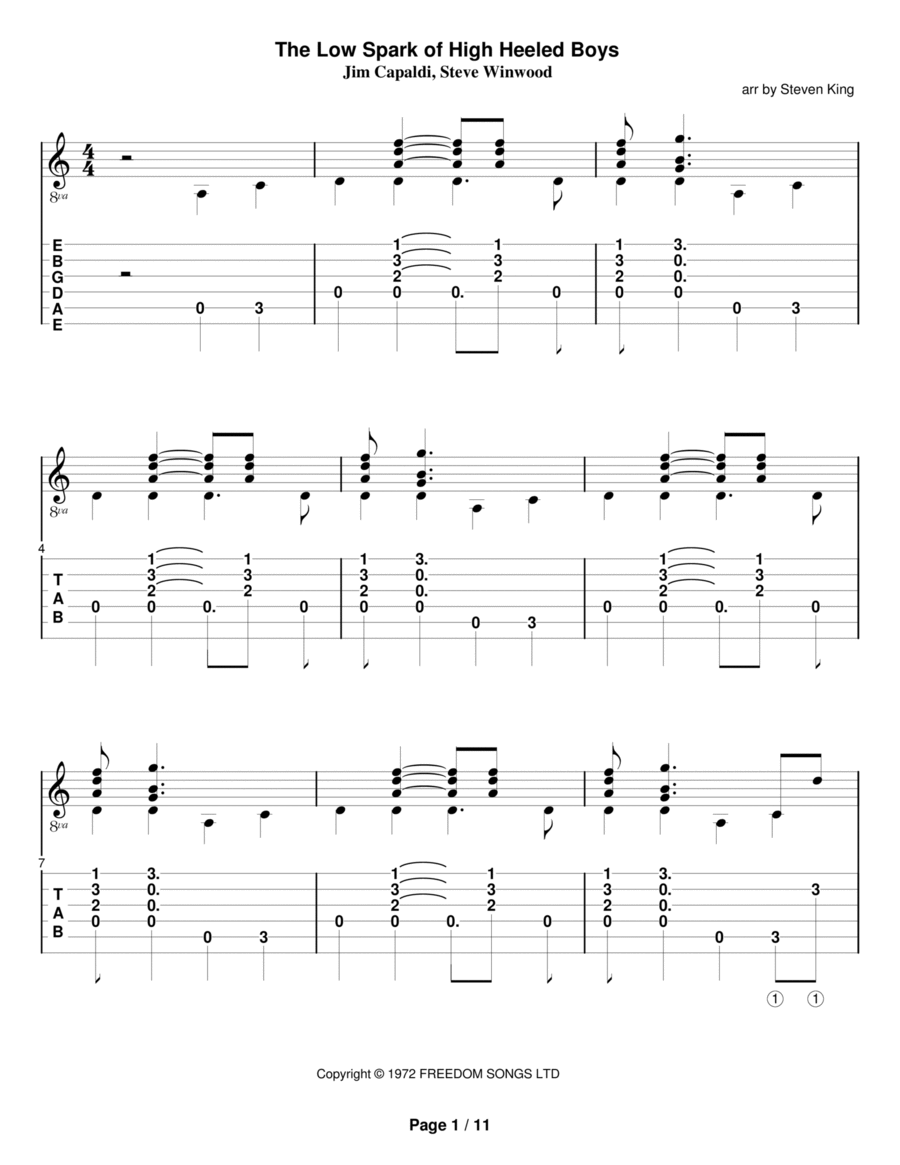 Low Spark Of High-heeled Boys Electric Guitar scores gallery preview page 1