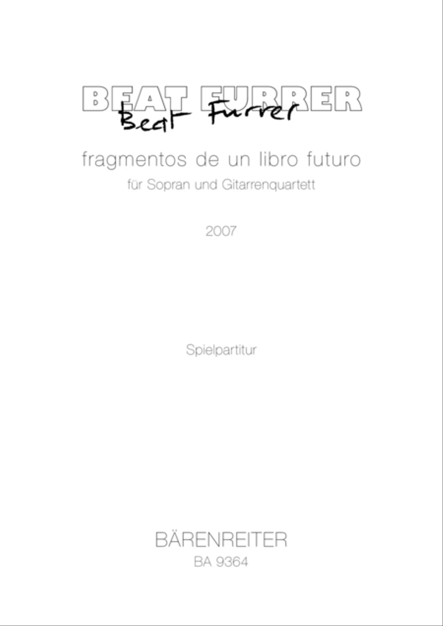 fragmentos de un libro futuro for Soprano and Guitar Quartet Guitar Ensemble scores gallery preview page 1