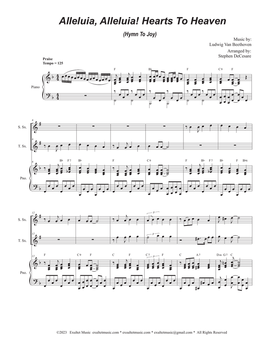 Alleluia, Alleluia! Hearts To Heaven (Duet for Soprano and Tenor Saxophone)