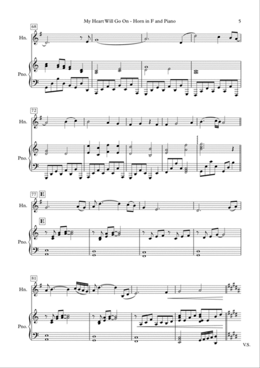 My Heart Will Go On (love Theme From 'titanic') Horn scores gallery preview page 5