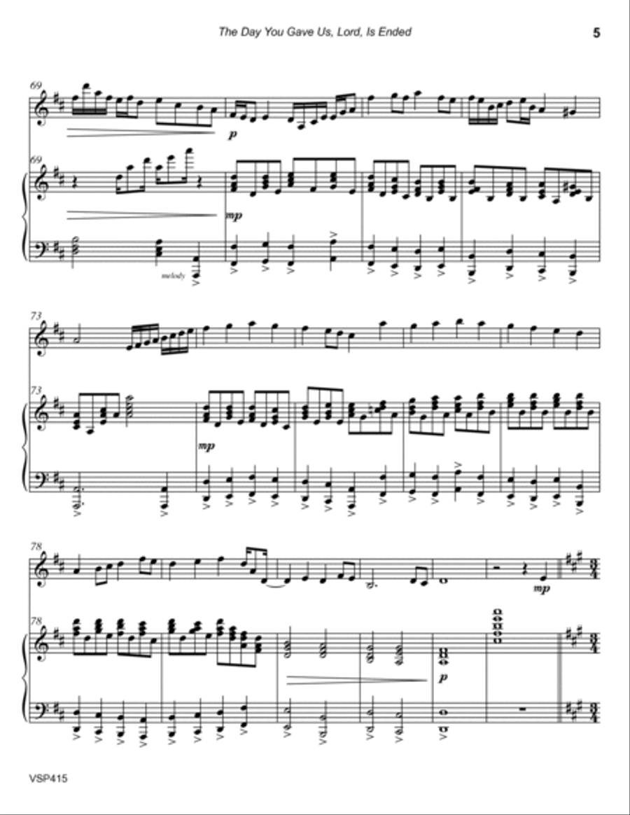 THE DAY YOU GAVE US, LORD, IS ENDED - Violin Solo with Piano Accompaniment Violin Solo scores gallery preview page 5